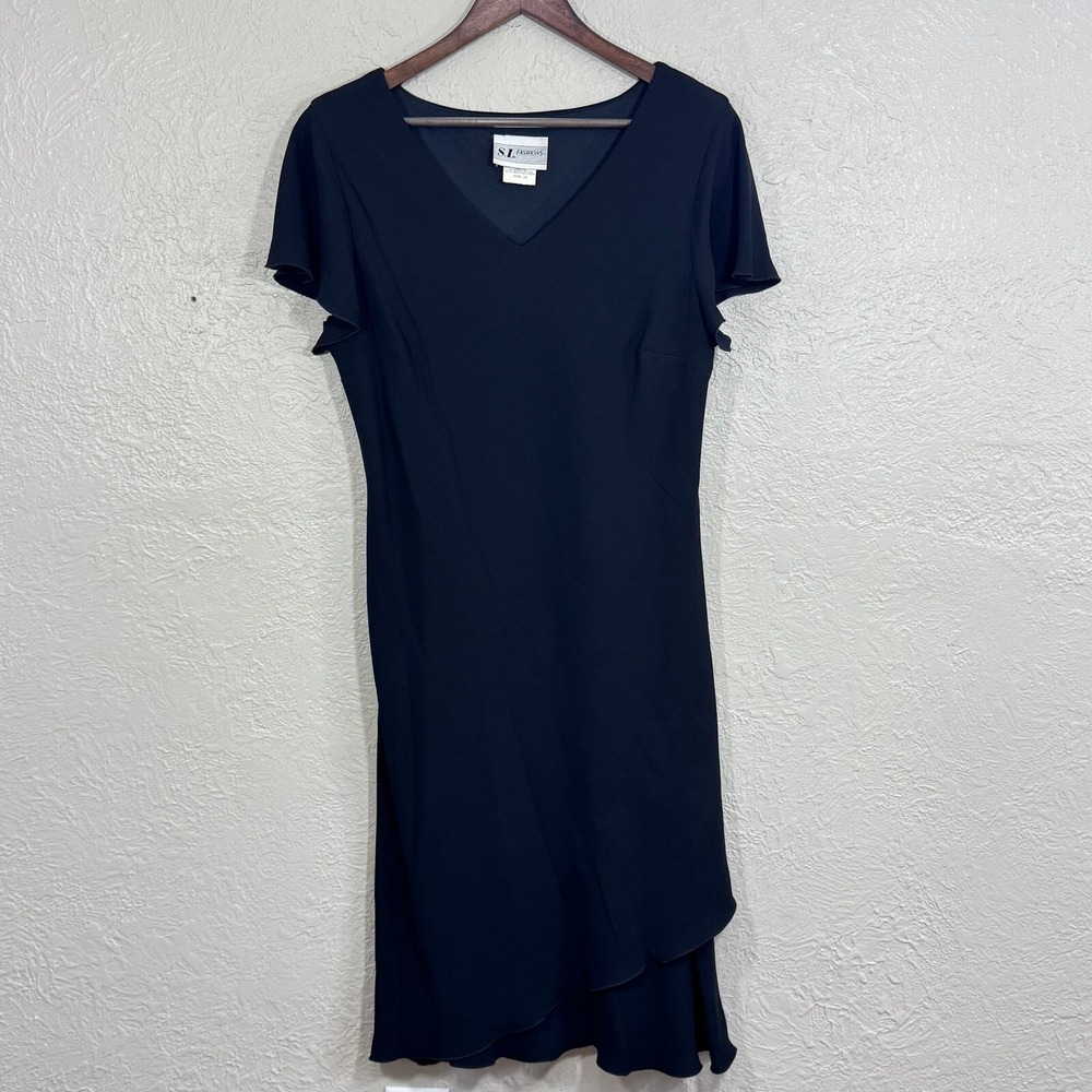 Vtg 90s Midi Shift Dress 16 USA Made‎ Tiered Hem SL Fashion Old Money Minimalist